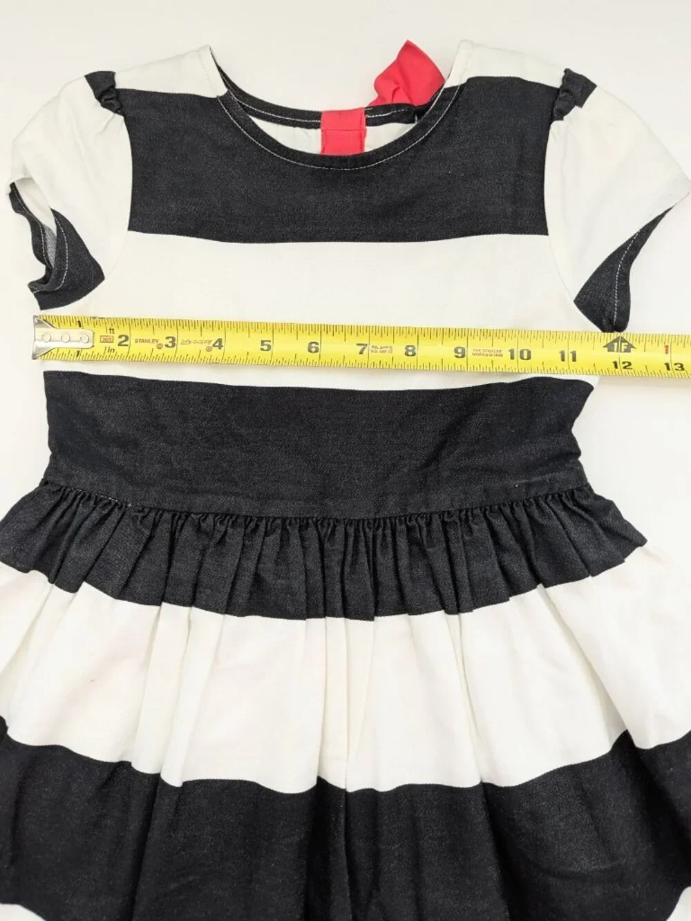 Gymboree Girls' (Size 5) Short- Sleeve Wide-Striped Party Dress w/Back Pink Bow
